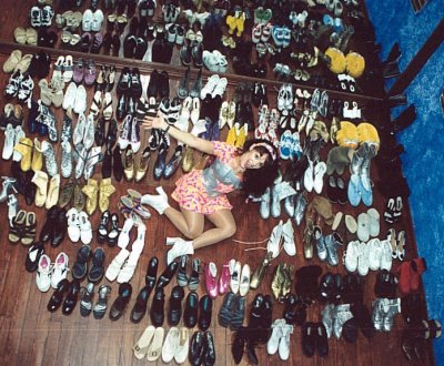 [Her shoe collection]