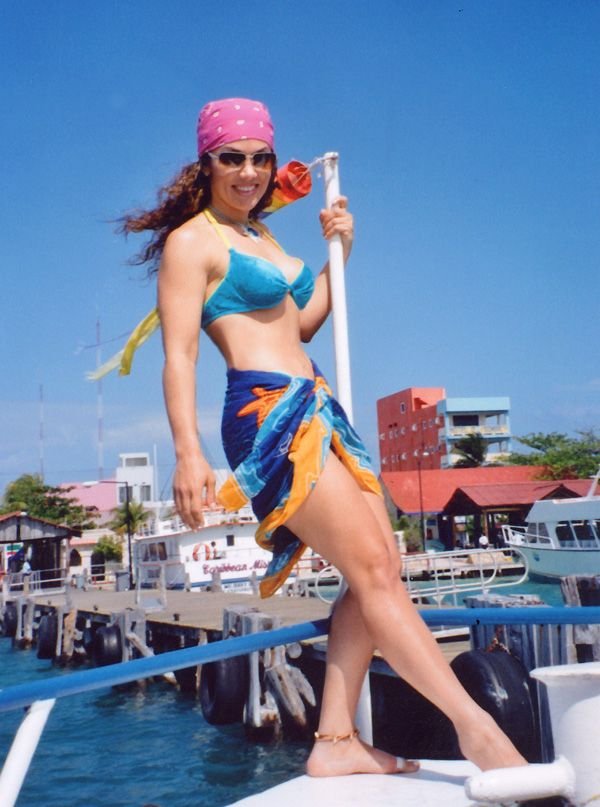 [In bikini on boat]